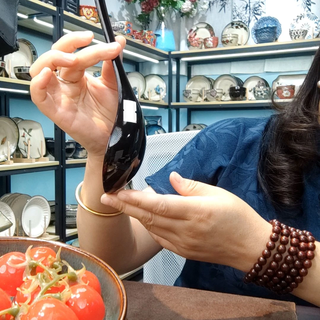 瓷片小可陶瓷高温釉下彩一只大汤勺