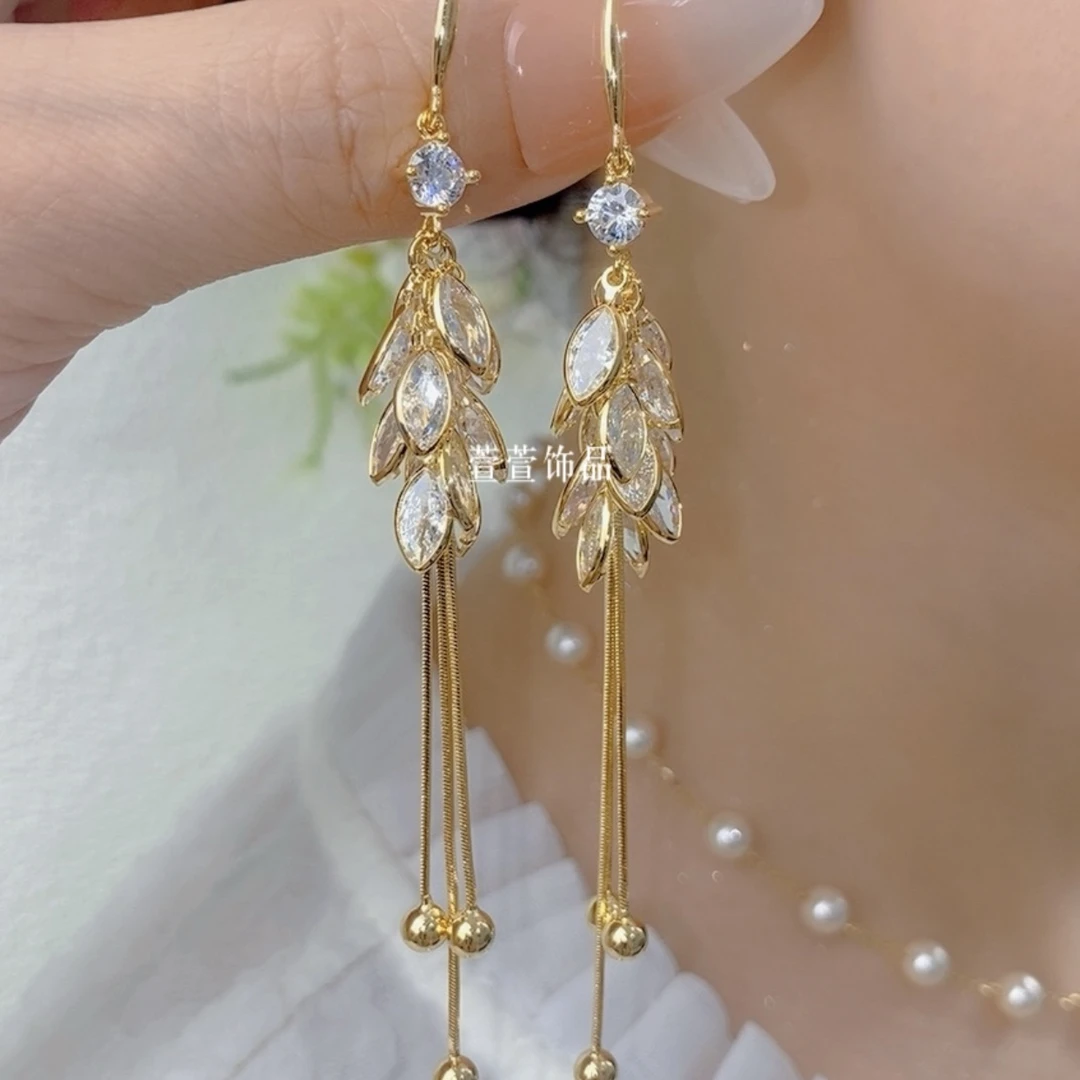 铜合金无非金属耳饰 时尚气质流苏好级感轻奢耳环0463