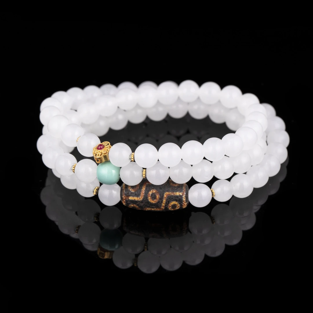 K员格格【孤品】和田玉白玉多圈手串/TGG02300