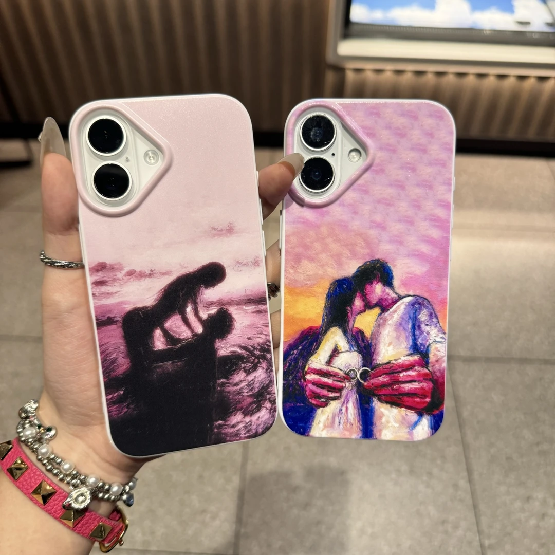 油画热吻情侣亮面果冻适用苹果iPhone12/13/14/15手机壳防摔8