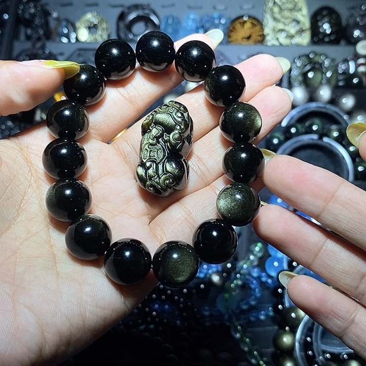 黑曜岩未镶嵌手链O*