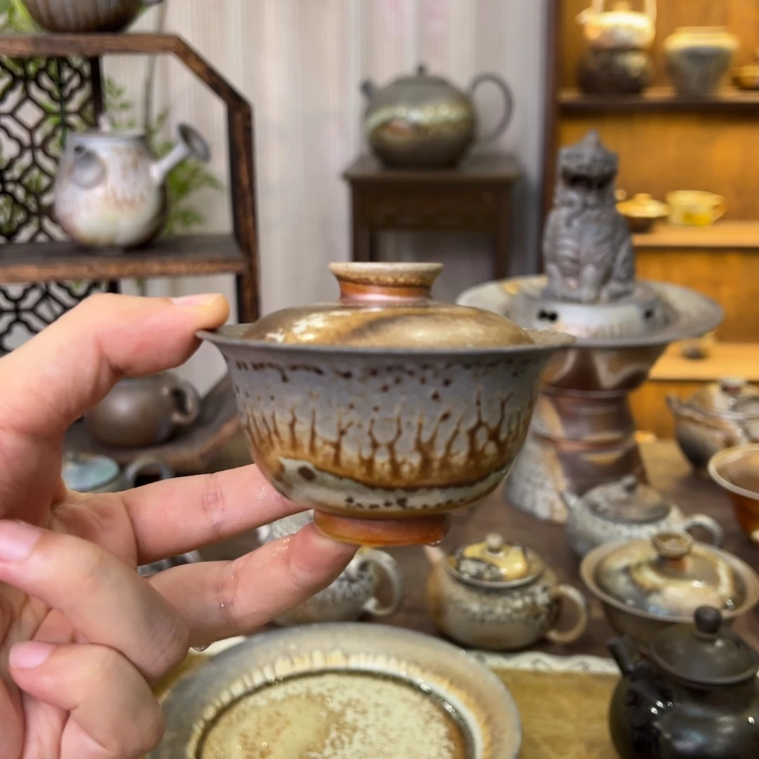 不染柴烧精品盖碗