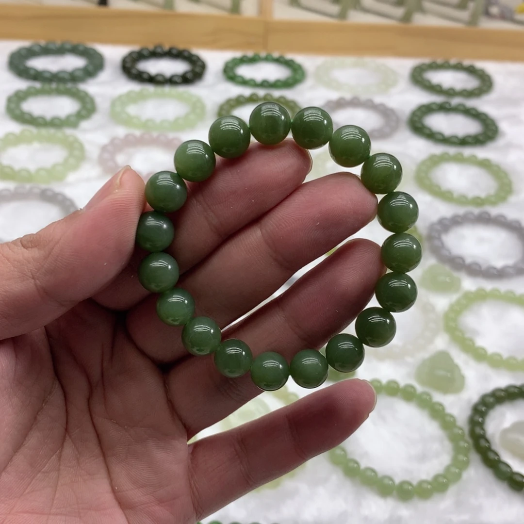 和田玉未镶嵌手串（碧玉9.8）