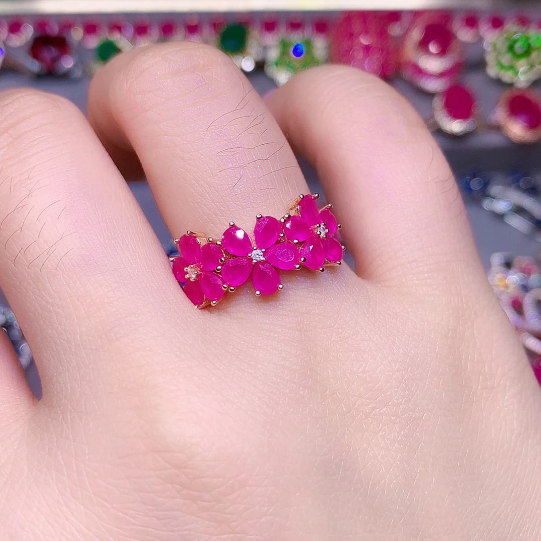 银S925镶嵌戒指红宝石