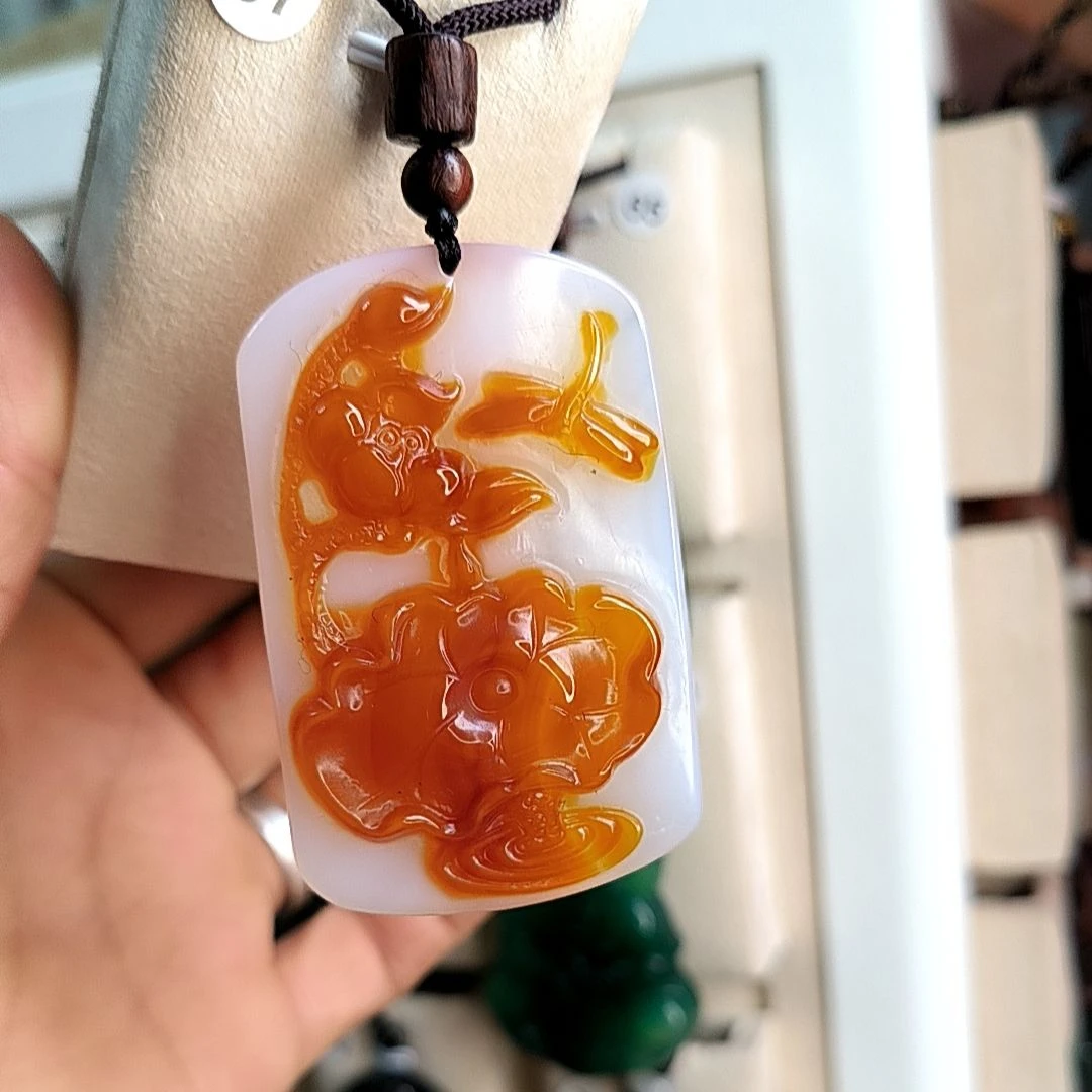 天然玛瑙花开富贵精品挂件