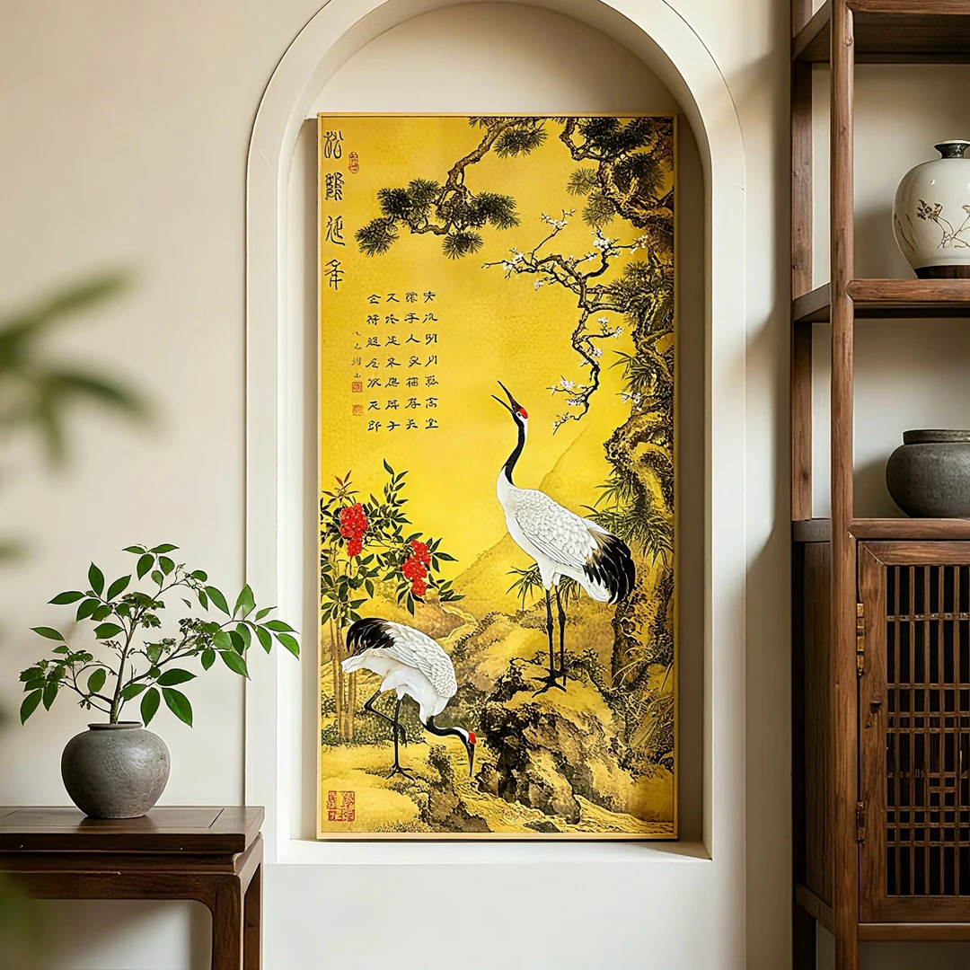 吴湖山教授书法《松鹤延年》.占单