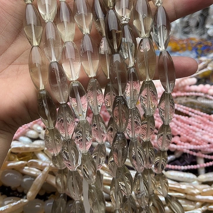 玛瑙/玉髓未镶嵌珠宝半成品一条10/23mm左右茶晶