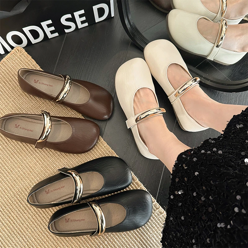 仙女风法式单鞋女配裙子2025年春季新款复古玛丽珍鞋一脚蹬豆豆鞋