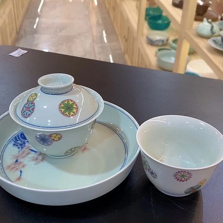 青花瓷器古风壶承主人杯