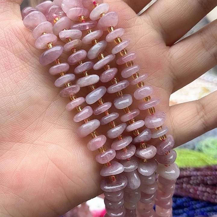 未镶嵌玛瑙/玉髓珠宝半成品一条紫马粉晶随型隔片