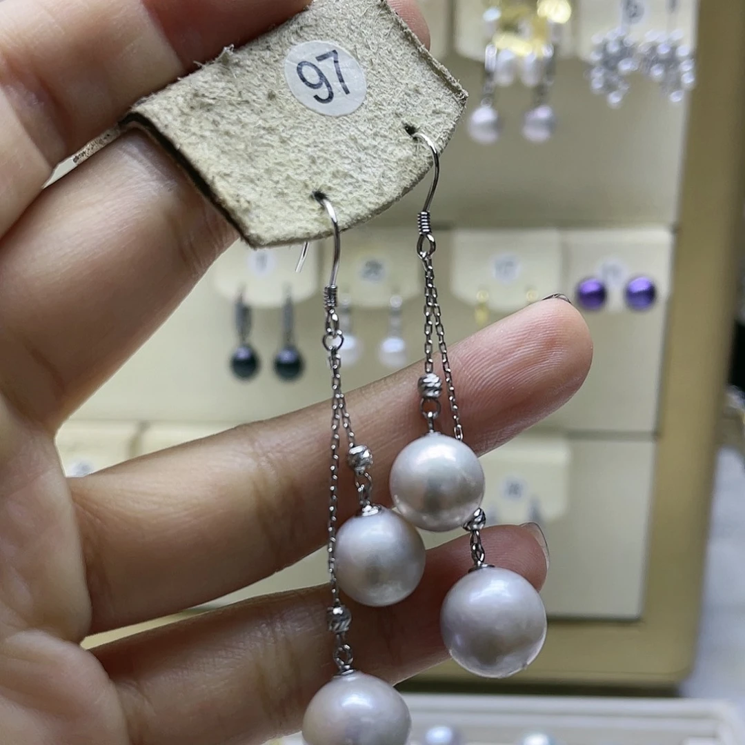 淡水珍珠耳饰银S925镶嵌