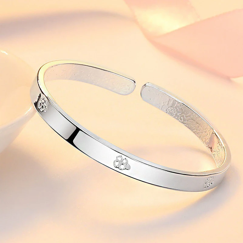 足银手镯 银色饰品 四叶草 053