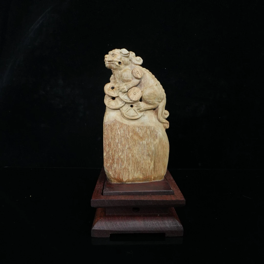 A6571 巴布亚沉香虎斑纹老料貔貅香炉 9.9x9.9x20.5cm 275.3g