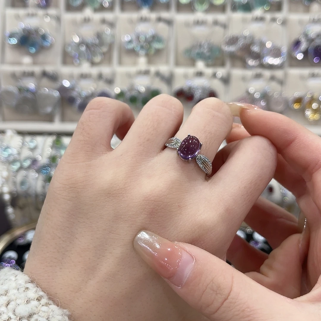 蛇纹石玉银S925镶嵌戒指