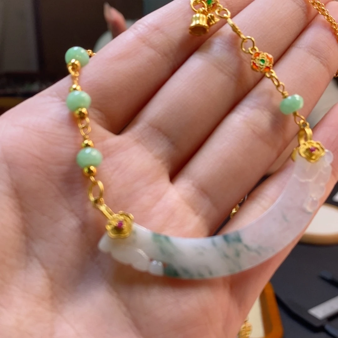 翡翠银S925镶嵌颈饰12835