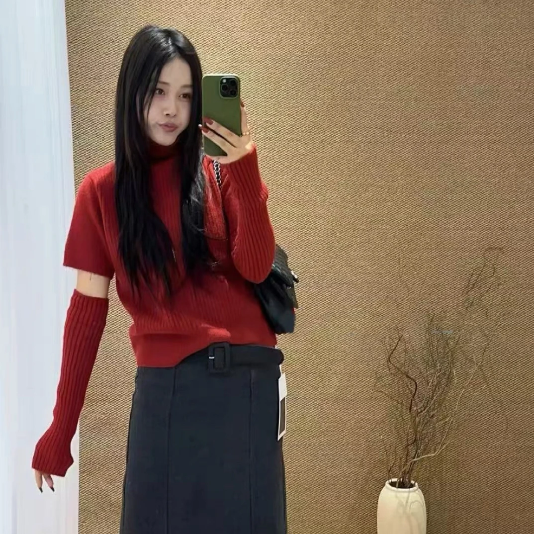 越野兔 可脱袖套高领针织毛衣