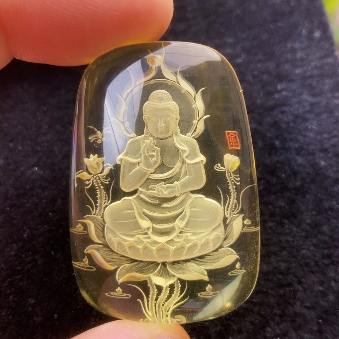 【闪购商品】未镶嵌吊坠(不含链)金珀黑*脂琥珀雕刻件