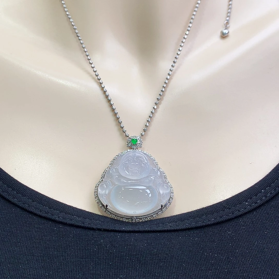 翡翠颈饰18K金镶嵌佛公