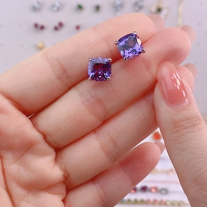 水晶耳饰银S925镶嵌耳饰