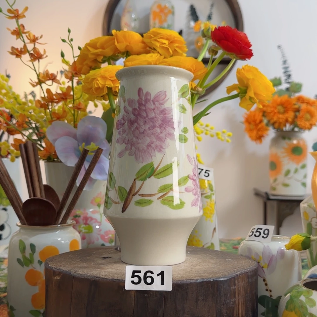 摆件景德镇陶瓷手绘小花瓶摆件无孔