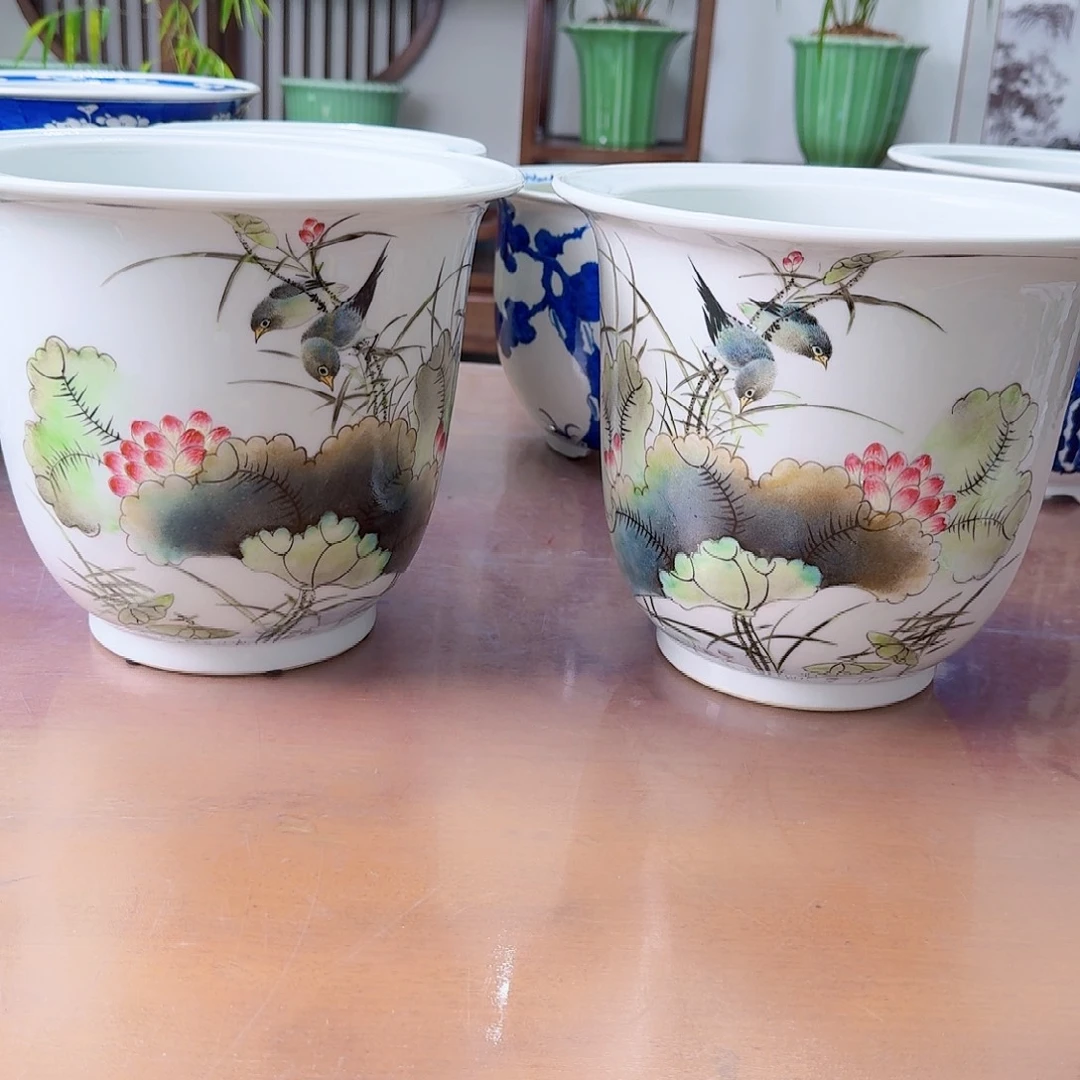 年***百粉彩花鸟金钟微瑕