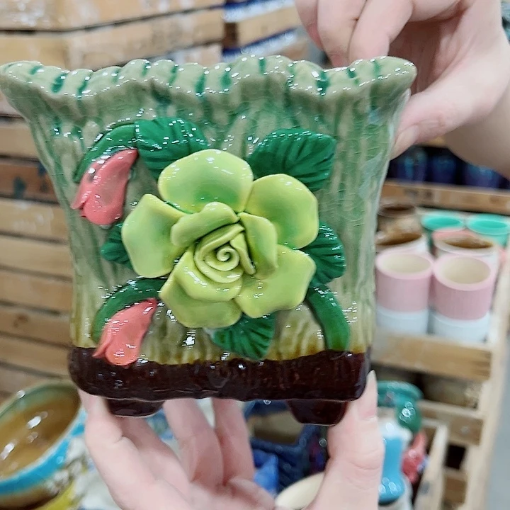 有孔.凑单10元陶瓷花盆发货！