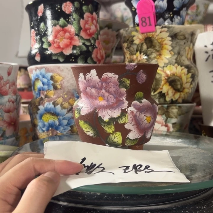 景德镇手绘花盆满38包邮偏远地区除外