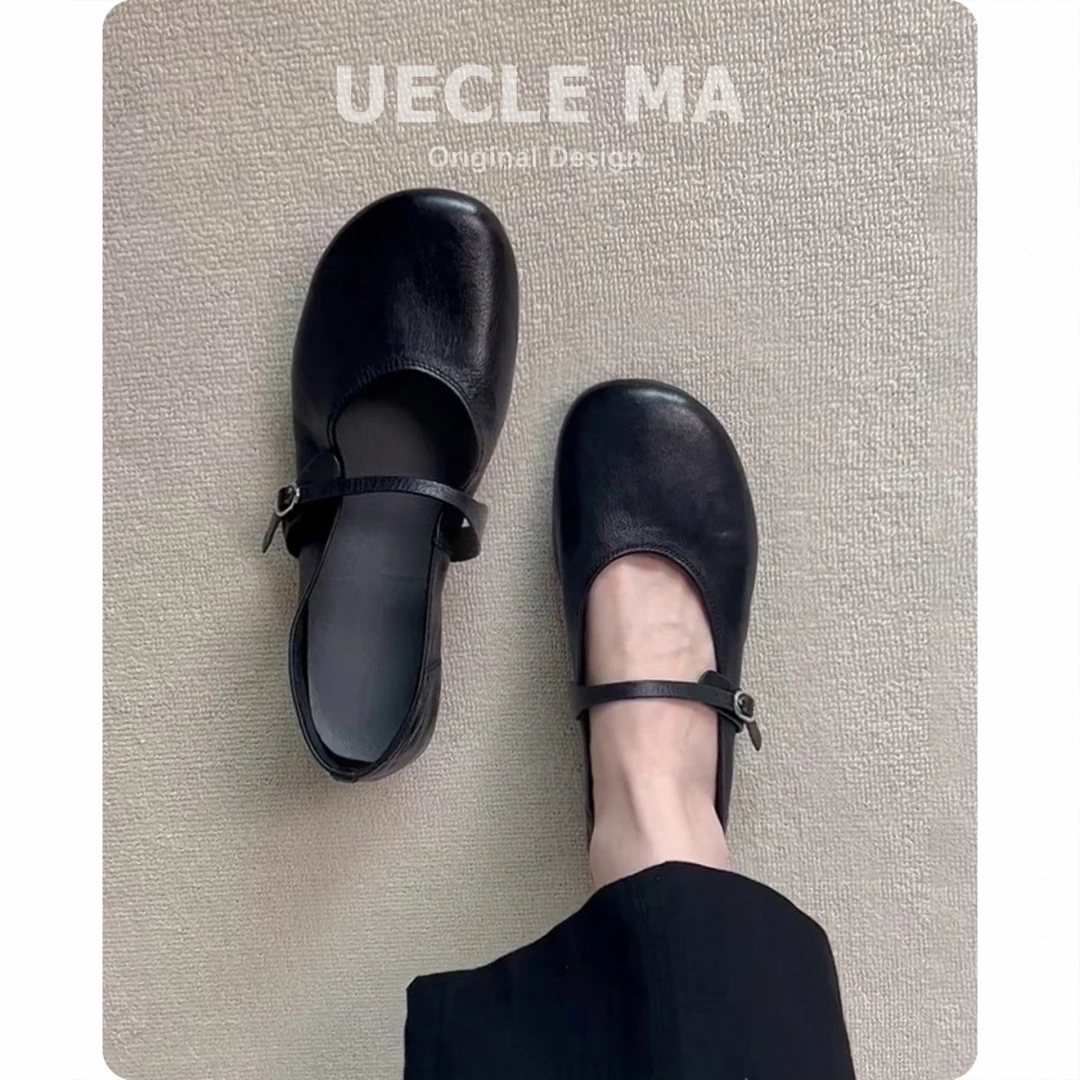 超软小羊皮~平底法式单鞋女配裙子晚晚鞋浅口芭蕾鞋复古玛丽珍鞋