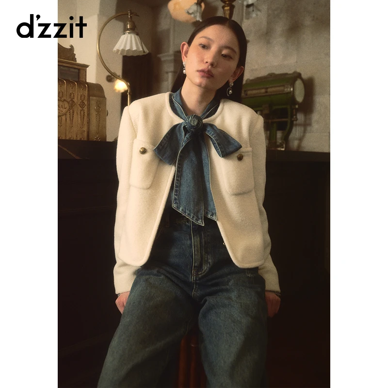明星同款dzzit地素牛仔衬衫秋冬丹宁风玫瑰胸针上衣女3H4RC051S