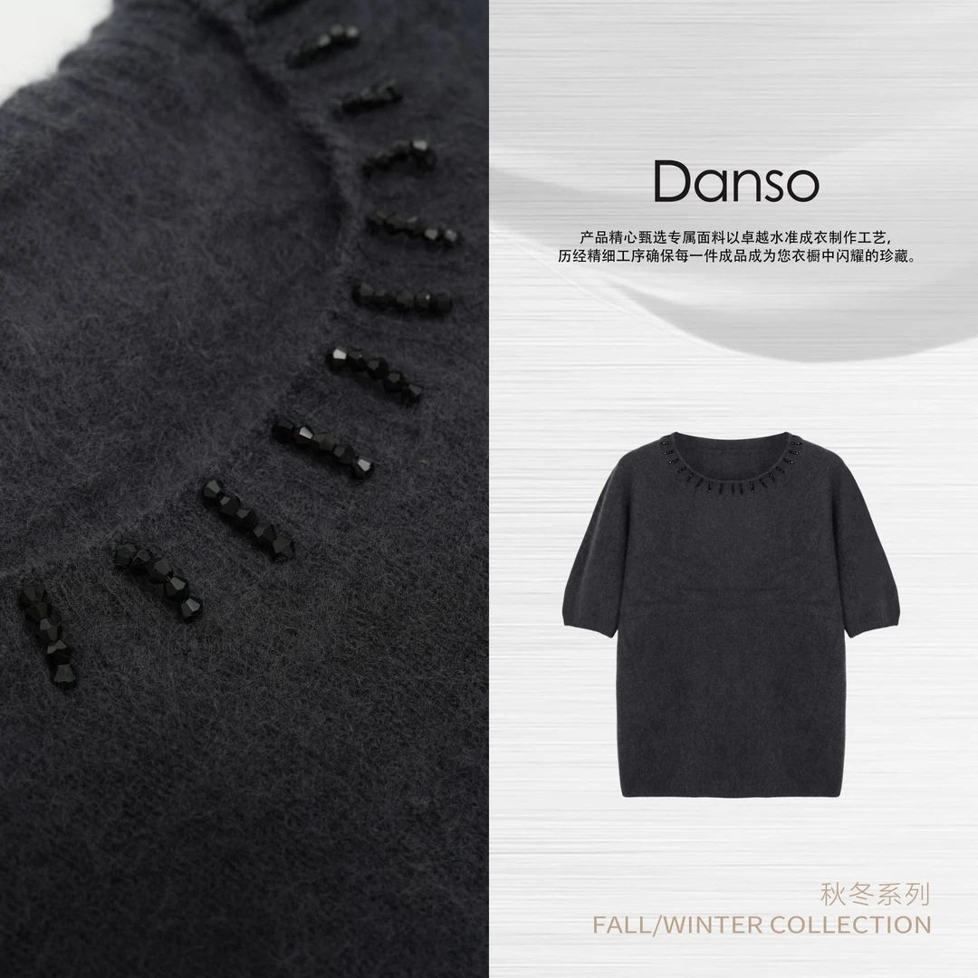 Danso丨匠人造物山羊​绒钉珠上衣丨玉美华560525V
