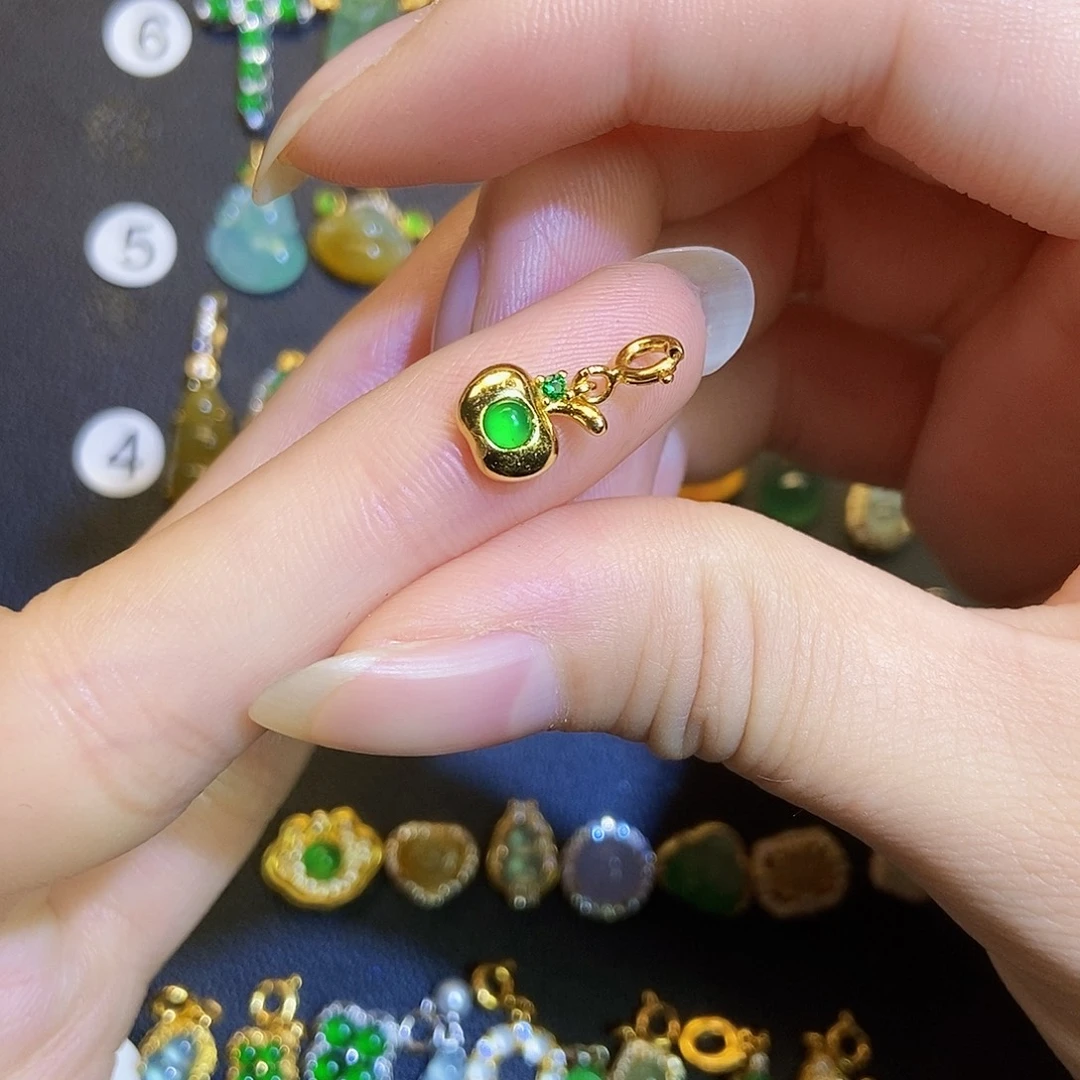 翡翠银S925镶嵌吊坠(不含链)