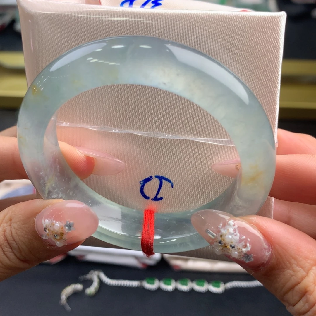 翡翠未镶嵌手镯01号52正圈青柠莫吉托