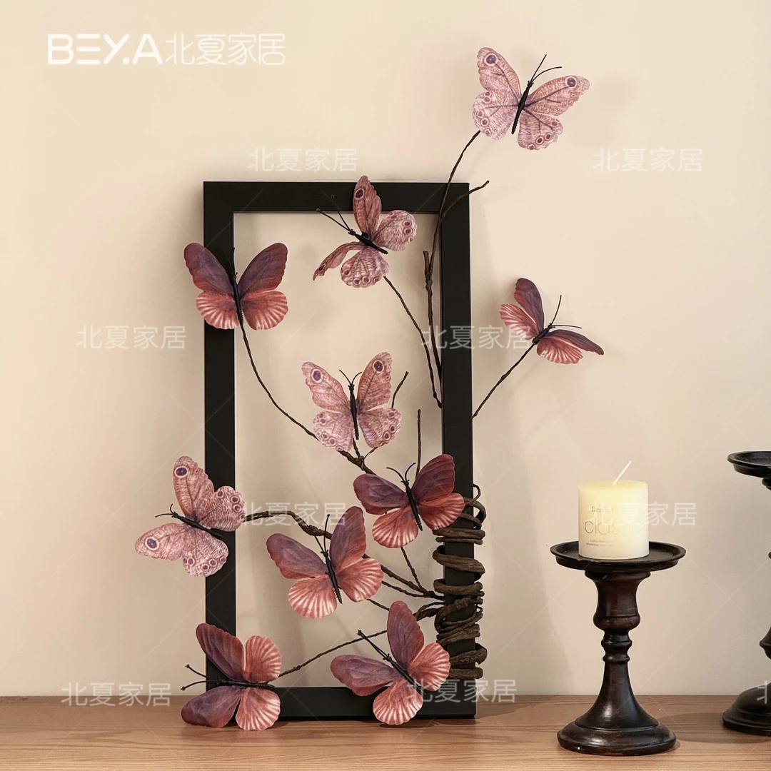 蝴蝶仿真花假花摆件客厅桌面装饰品插花民宿咖啡馆软装道具