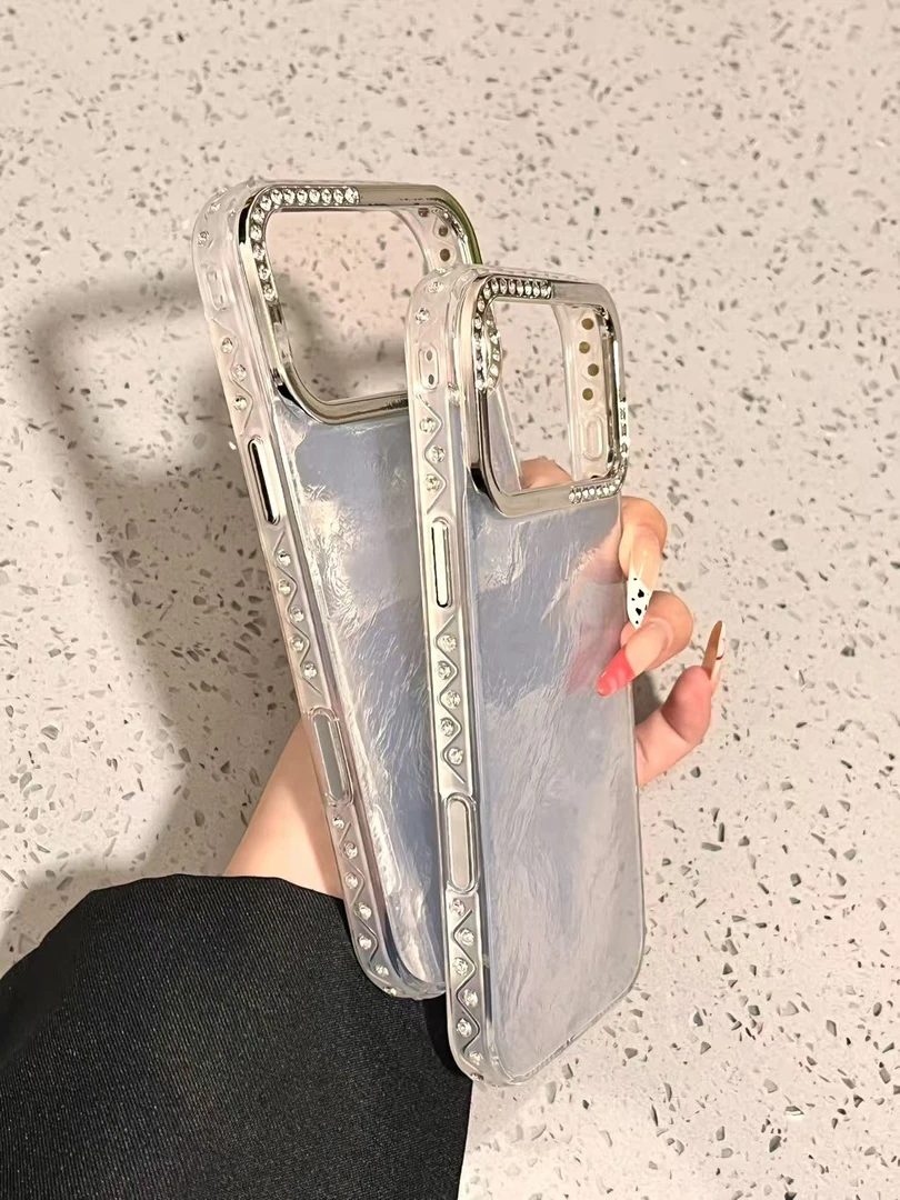 边框闪钻手机壳适用苹果17promax/16pro/15pro/14pro/13/保护壳