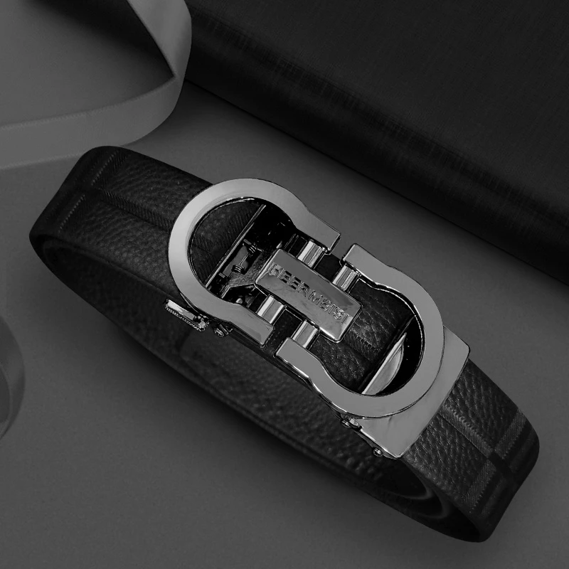 【头层牛皮】男士高档潮流休闲时尚商务轻奢皮带S8153枪TD【ZBJ】