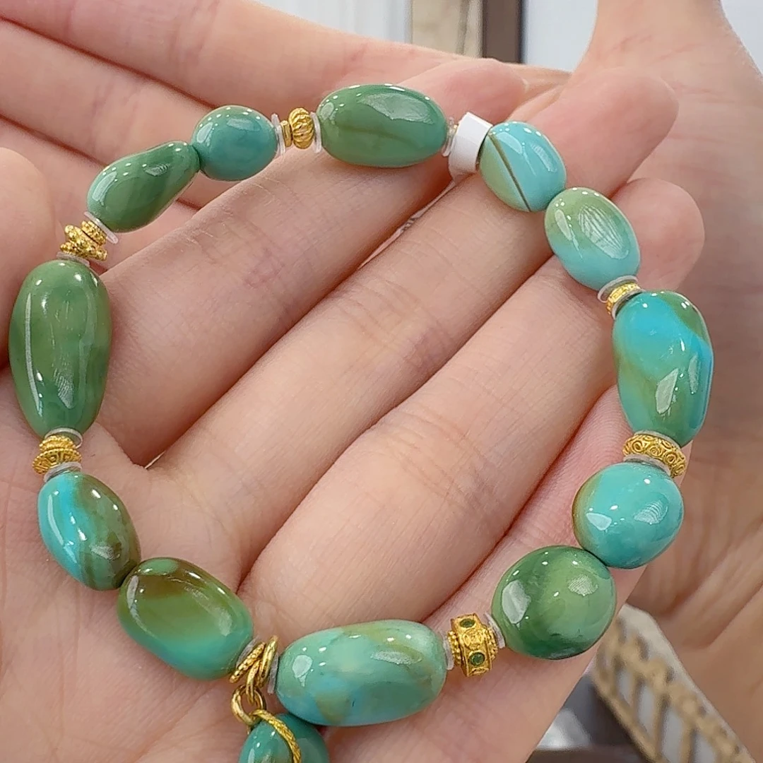绿松石18K金镶嵌珠宝奇石