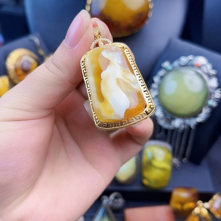 琥珀银S925镶嵌裸石