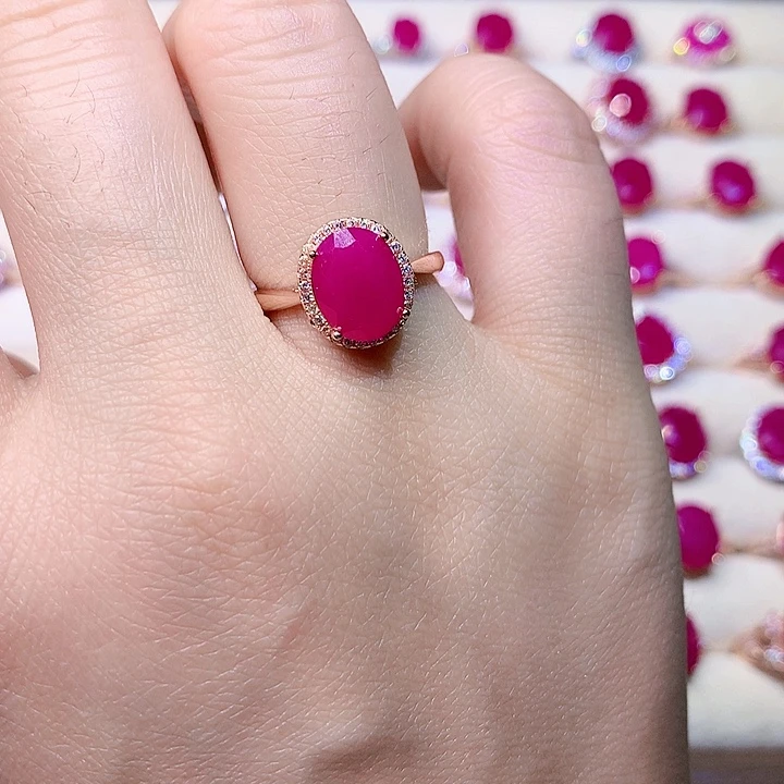 红宝石戒指银S925镶嵌