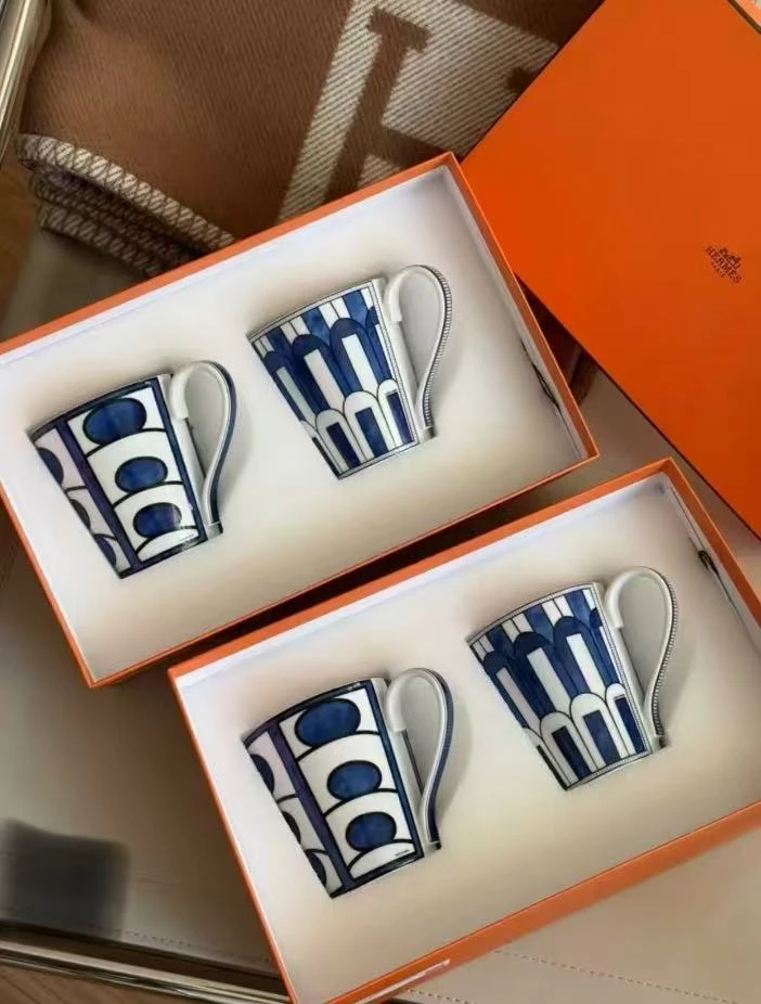全新未使用 Hermes/爱马仕 蓝色忧郁马克杯套装