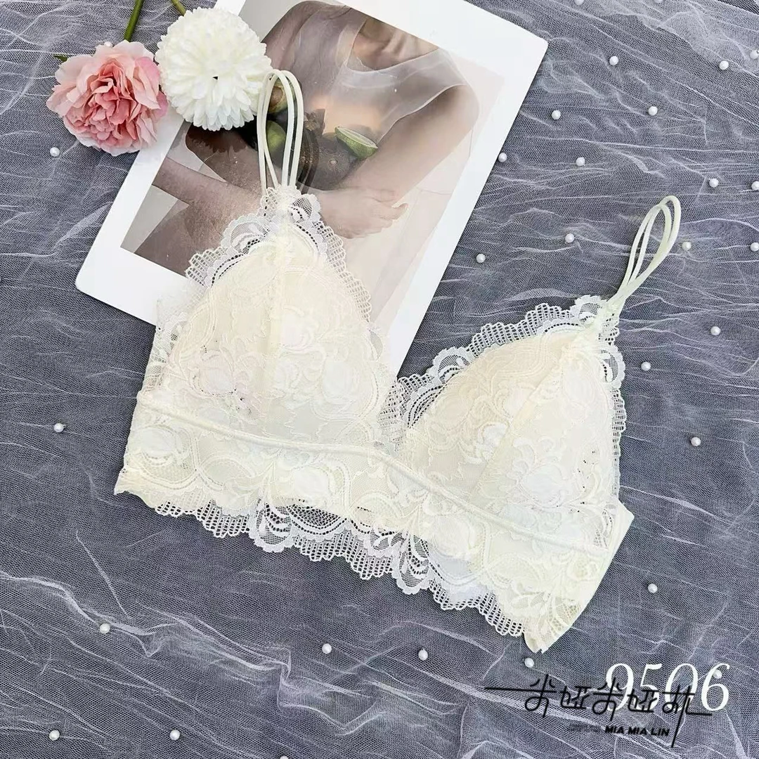 9506  法式轻奢性感蕾丝透气兔耳杯聚拢无痕美背背心