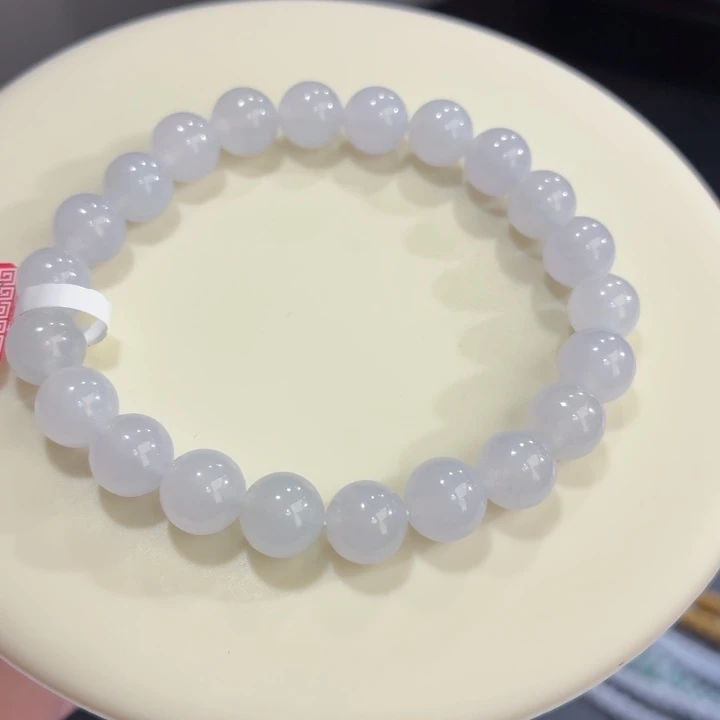 翡翠未镶嵌手链冰胶浅紫卡8.7