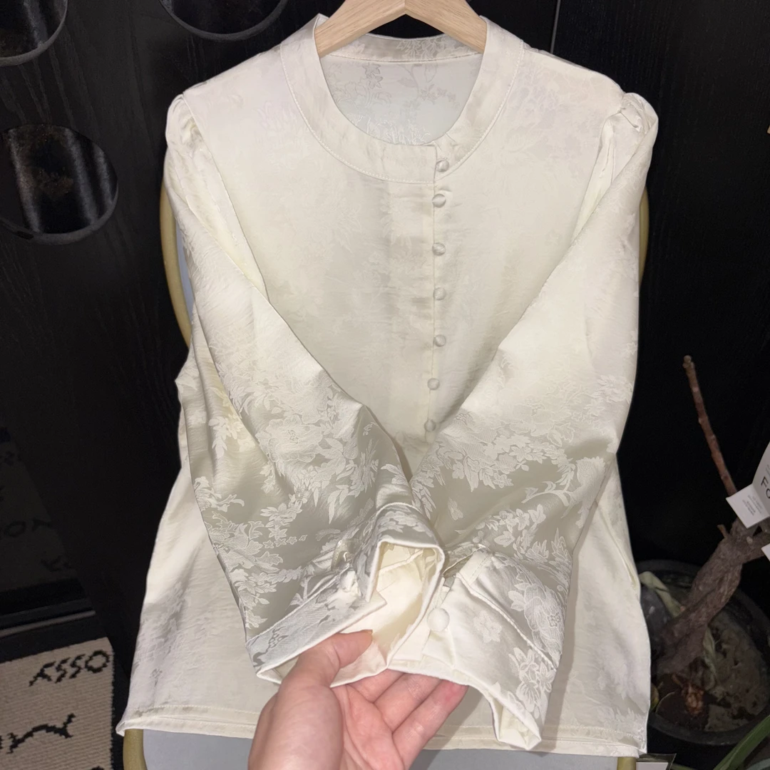 “极简”衬衫 气质中式小衫新中式国潮改良长袖提花新款上衣