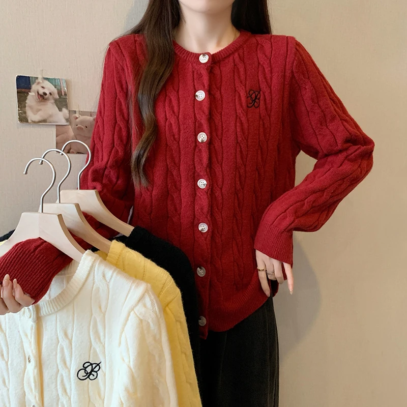 3437大码2024冬装新款时尚秋冬针织衫胖妹妹宽松显瘦加厚毛衣外套