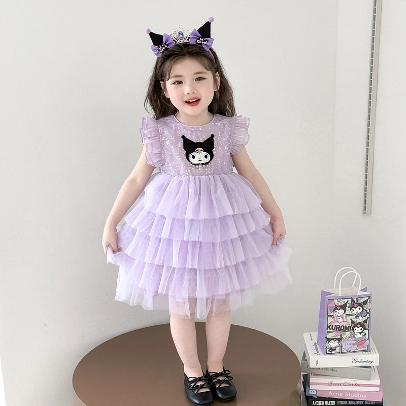 儿童套装女童夏装宝宝2025新款洋气公主裙子甜美宝库洛米网连衣裙