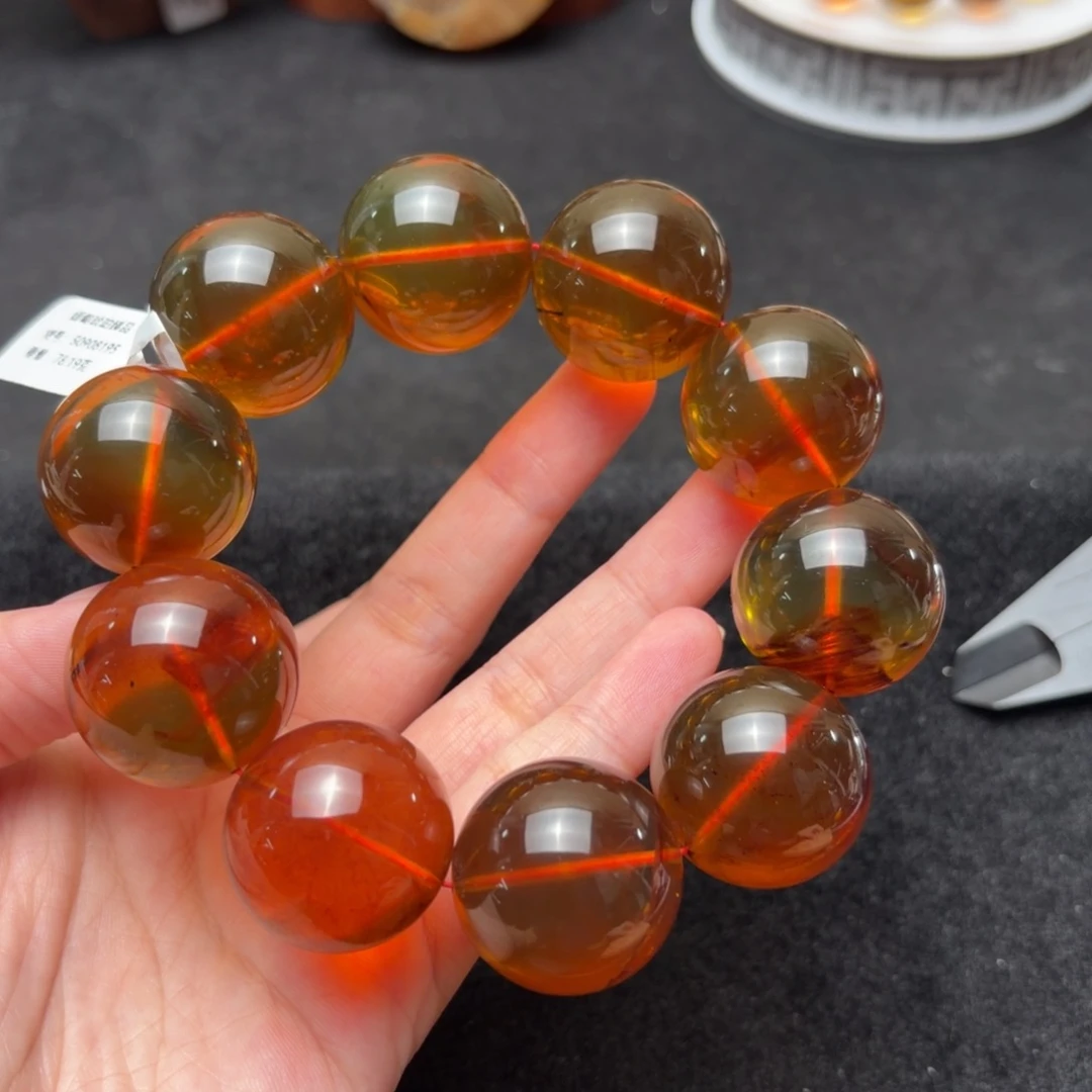 琥珀未镶嵌珠宝奇石24mm粉绿双色蜜