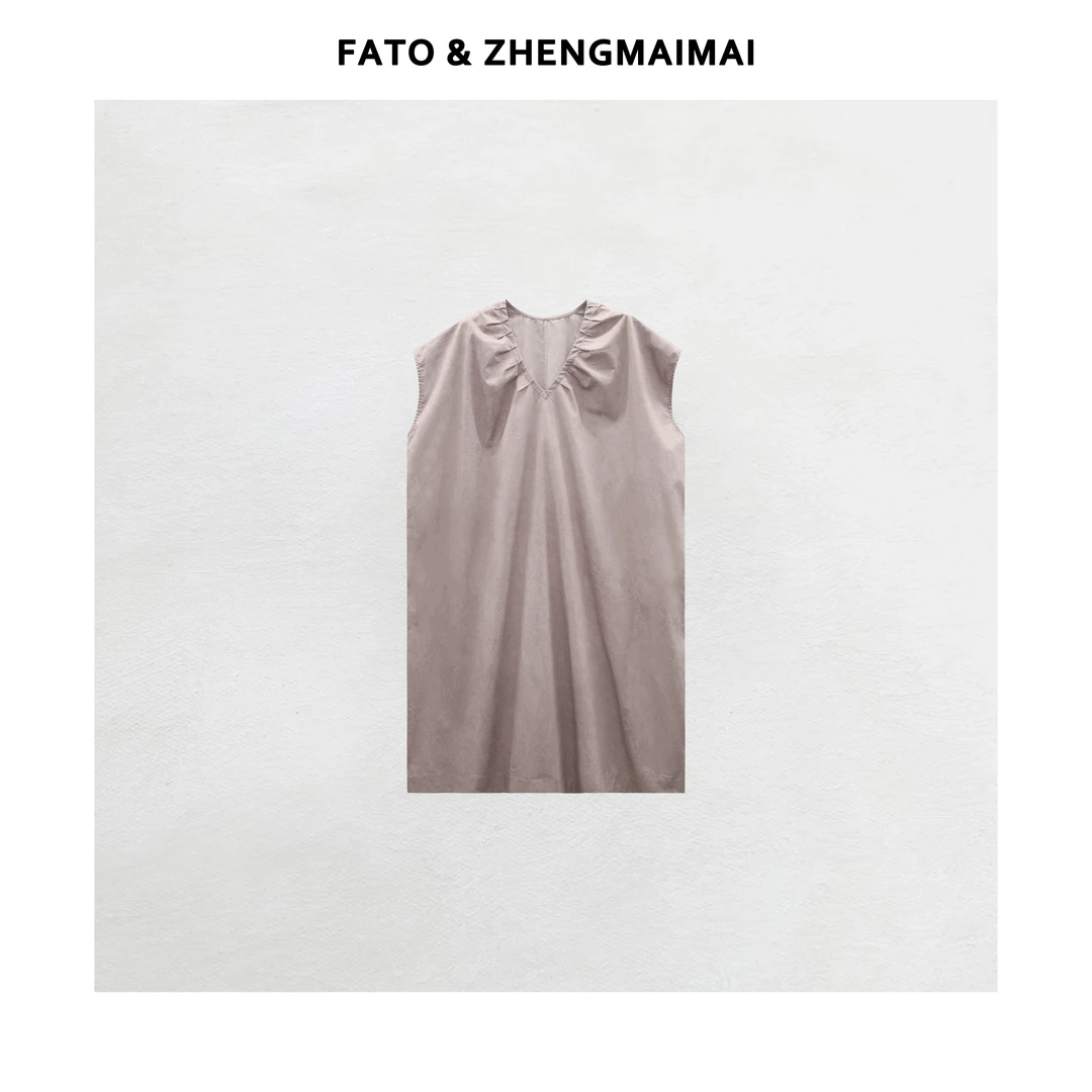 fattonny郑买买【雾紫轻语】新款微胖大码遮肉v领连衣裙 YZ50611Q2