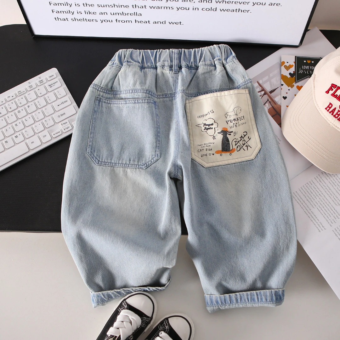 男童夏季洋气牛仔裤薄款儿童休闲裤夏装儿童轻薄透气宝宝韩版长裤
