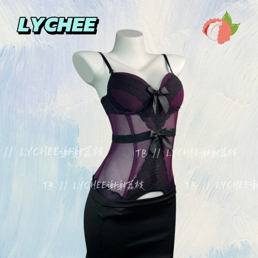 LYCHEE 【潘多拉】欧美性感鱼骨胸衣带胸垫收腰气质吊带130斤可穿
