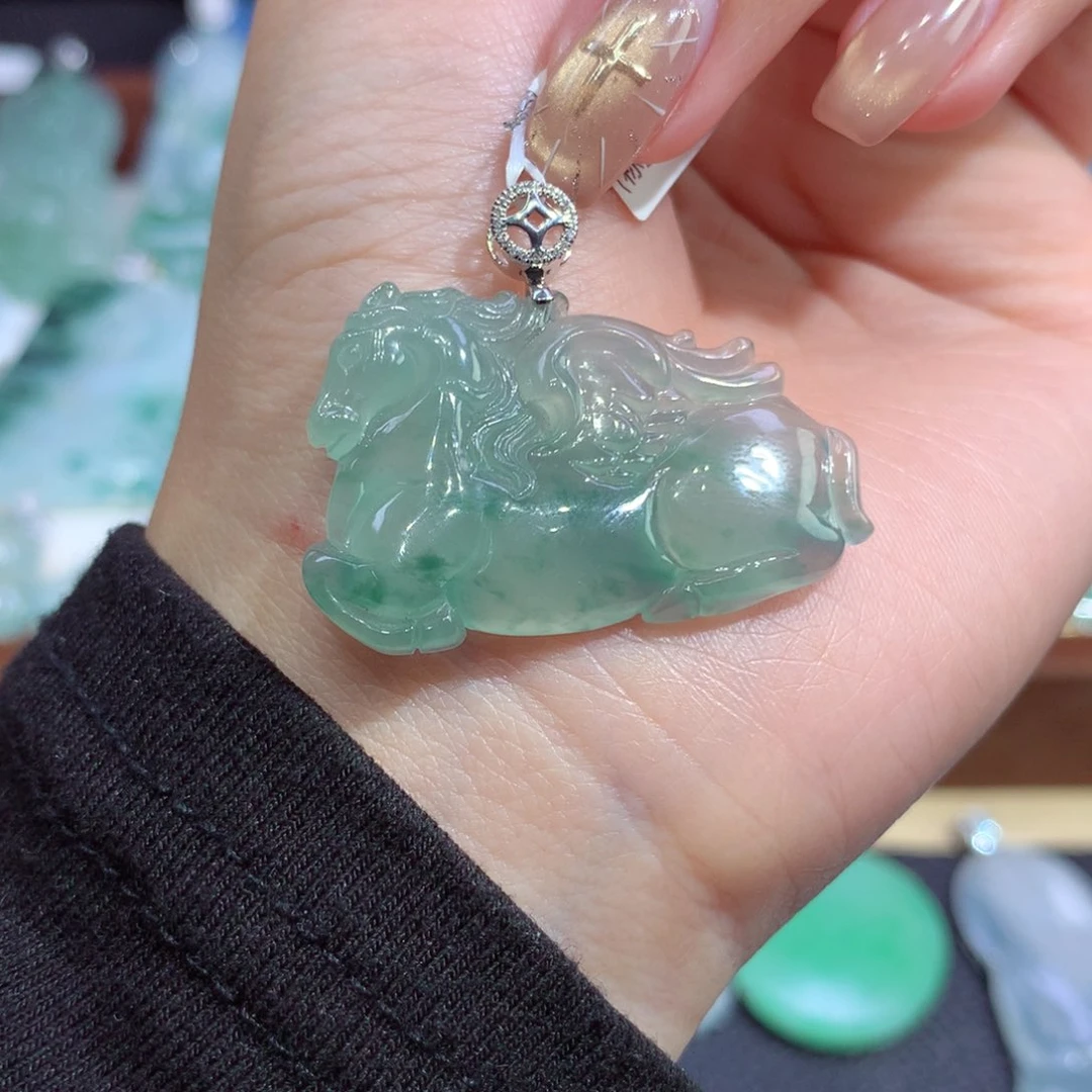 吊坠(不含链)18K金镶嵌翡翠
