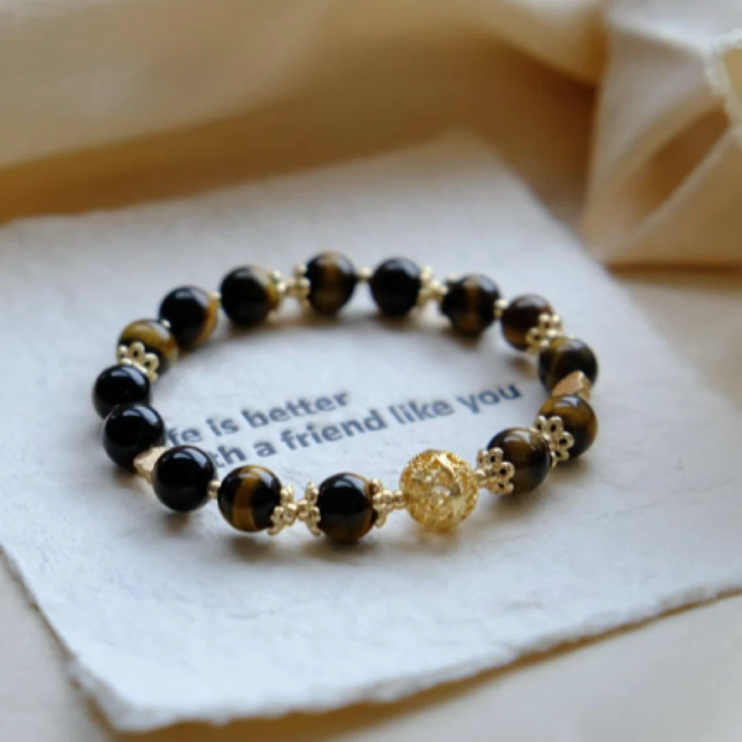 合金手链 虎晶石手链 小众设计单圈串珠手串 气质轻奢